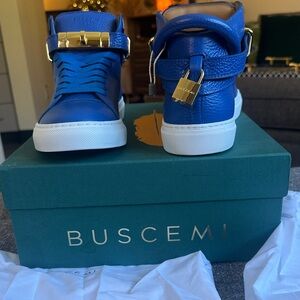 NWT Buscemi Blue 100 MM Alice Sneakers with Gold Accents (41/8US)